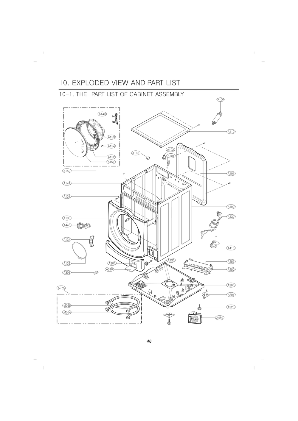 Cabinet Assembly Diagram and Parts List for FH4A8FDMK21 ABWEEUS LG Dryer