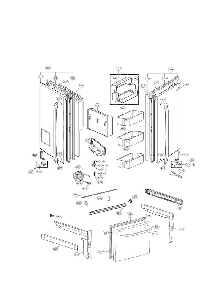 Door Parts Diagram and Parts List for LFX28977SW 03 LG Refrigerator