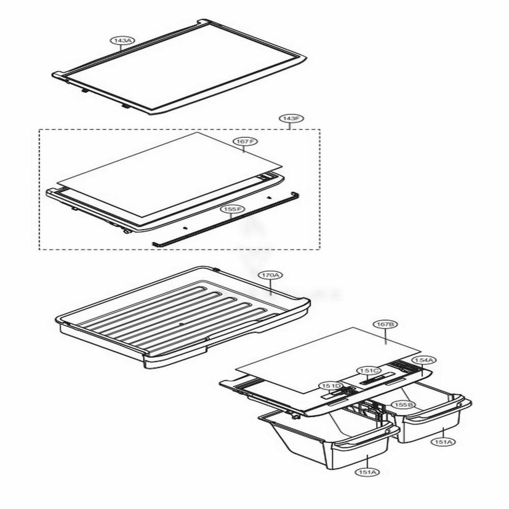 Refrigerator Parts Diagram and Parts List for 78033 ASTCSE5 LG Refrigerator
