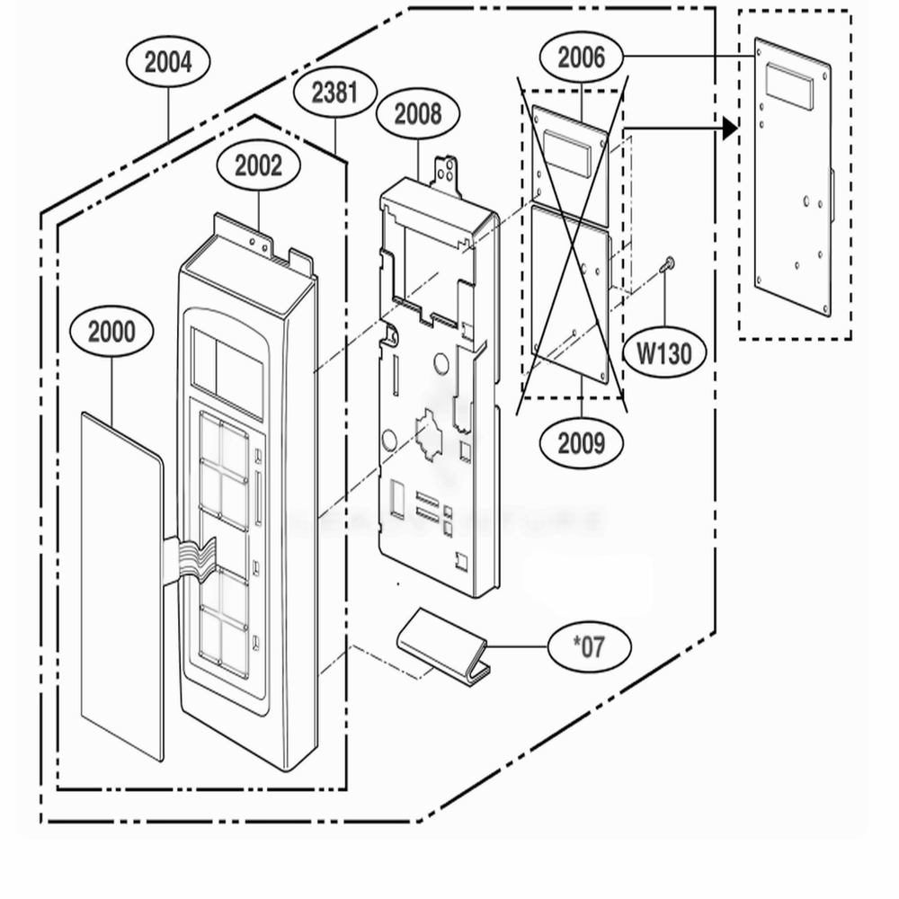Controller Parts Diagram and Parts List for MMV4205AAQ AB6EMTG LG Microwave