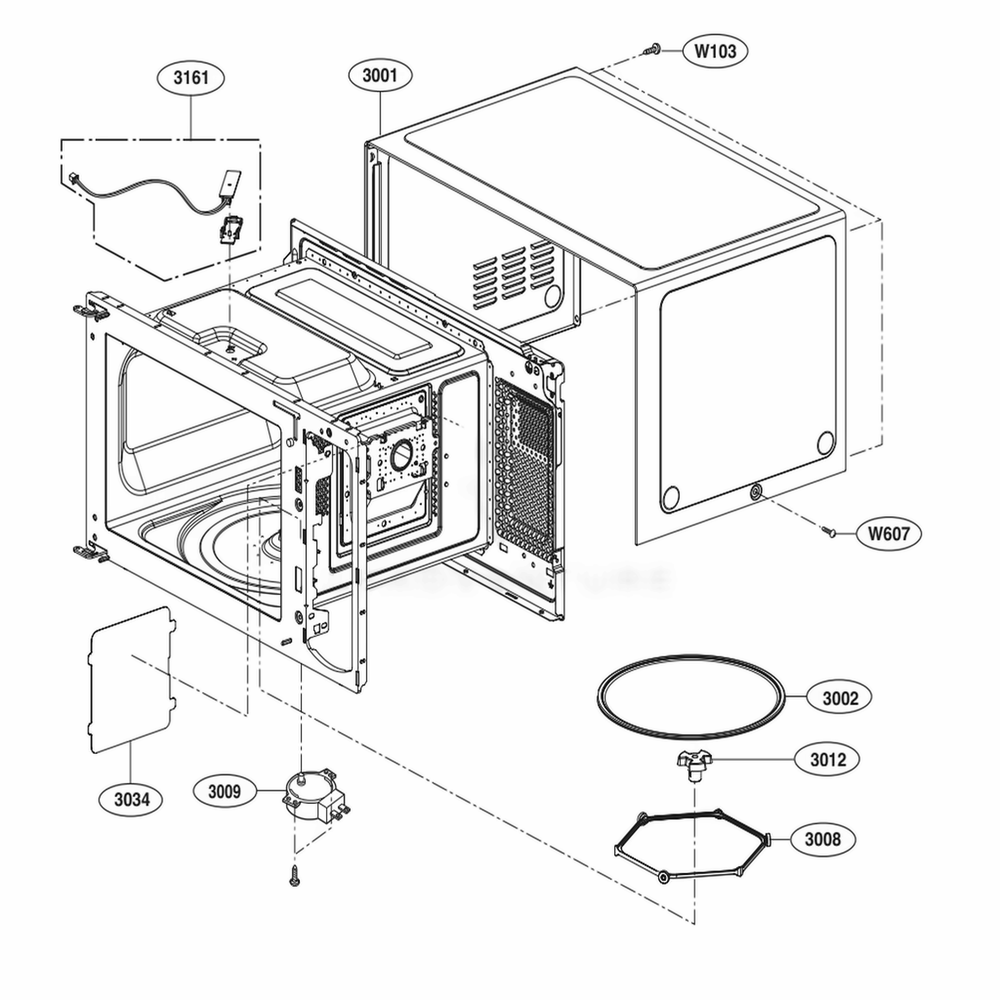 Oven Cavity Parts Diagram and Parts List for LMC0975SW CWHEBBY LG Wall Oven