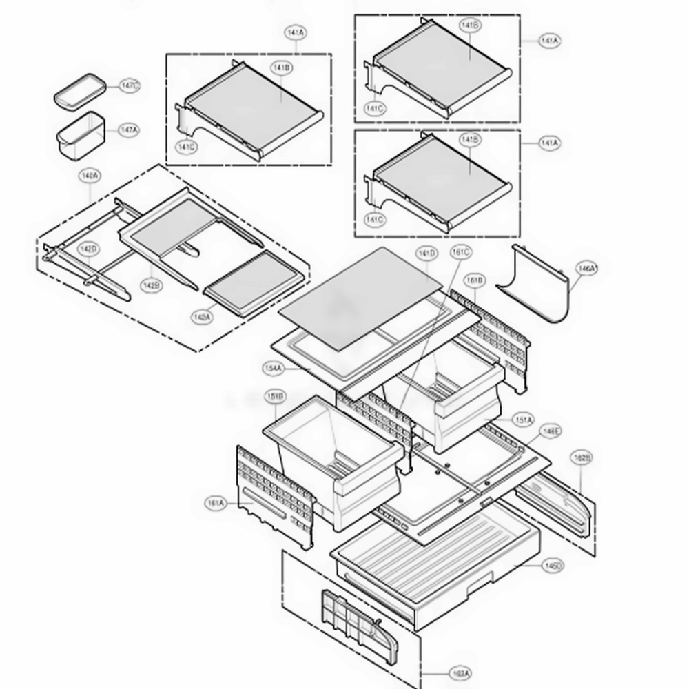 Refrigerator Parts Diagram and Parts List for 78733 AST1SER LG Refrigerator