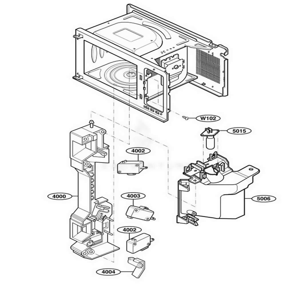 Latch Board Parts Diagram and Parts List for 63293 CS6ESEA LG Range