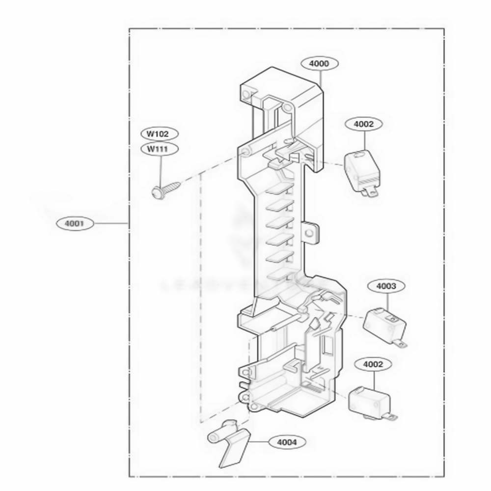 Latch Board Parts Diagram and Parts List for MV1526B ABKESEG LG Wall Oven