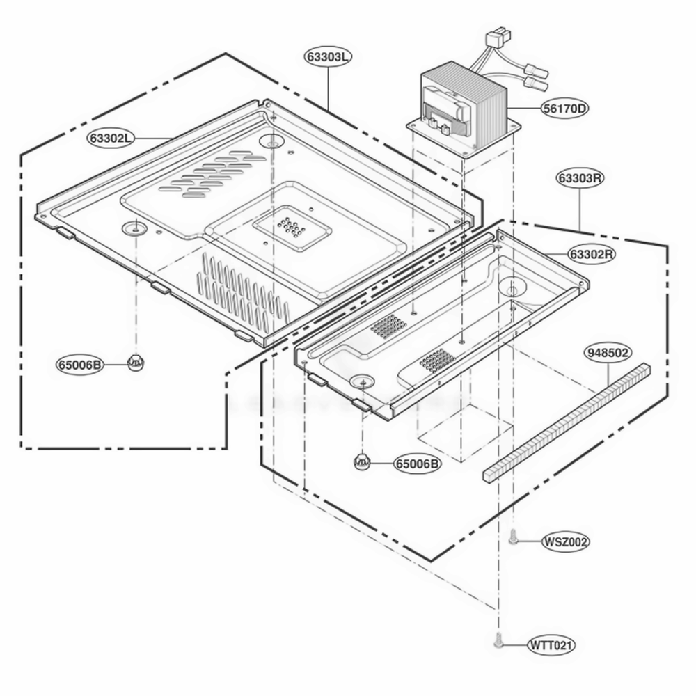 Base Plate Parts Diagram and Parts List for JE1860BH AT1EGEU LG Range