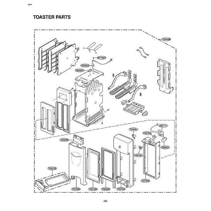 Section 7 Diagram and Parts List for LTM9020B AB1ELGA LG Microwave Oven Combo