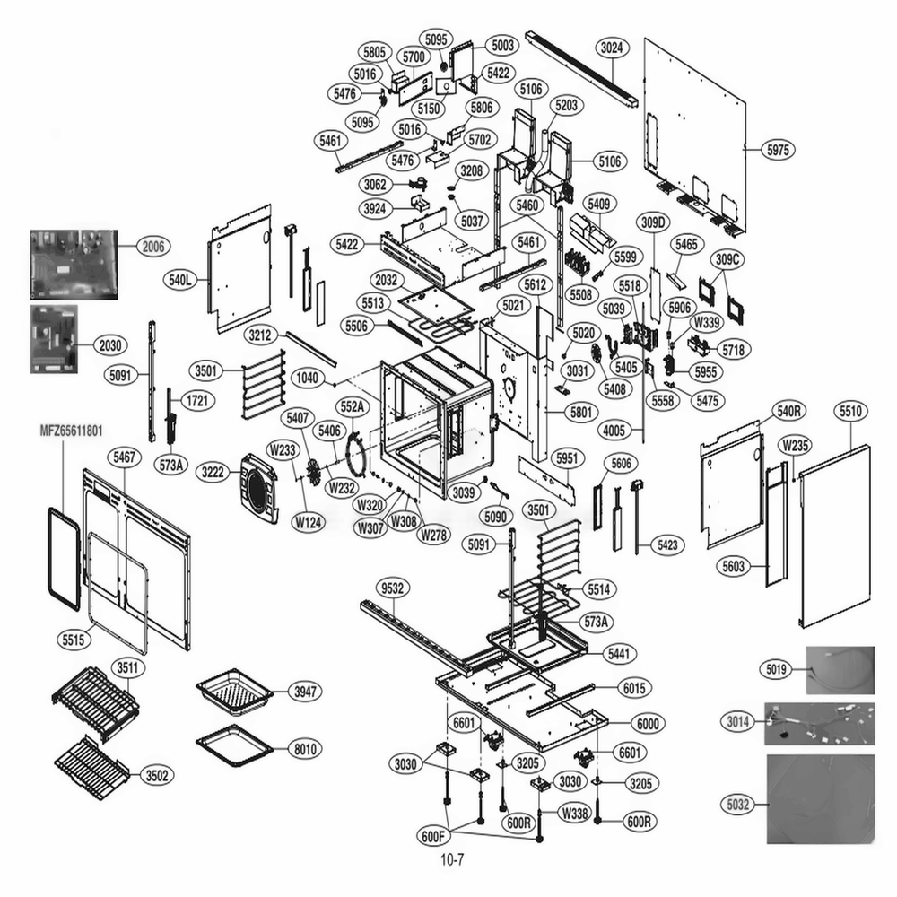 30-Inch Cavity Parts Diagram and Parts List for SKSDR480SIS ASTLSGN LG Range