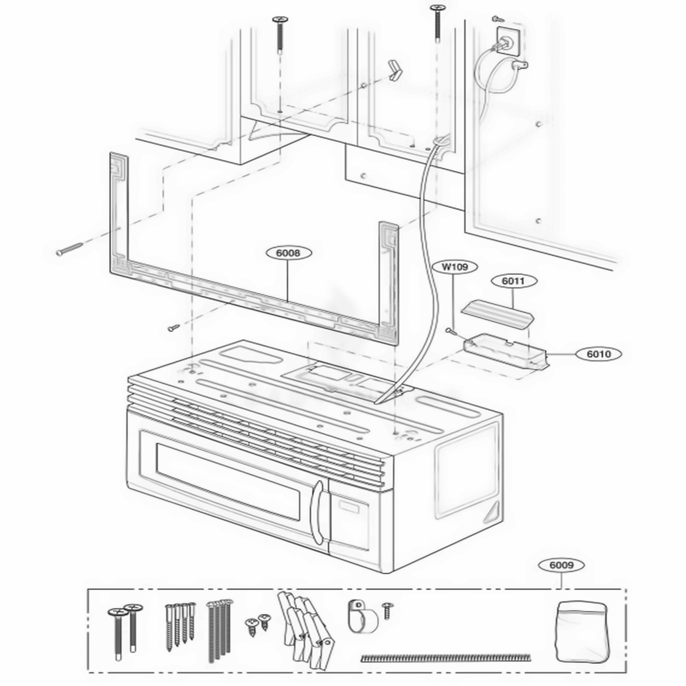 Installation Parts Diagram and Parts List for LMV1645SBQ ABSELGA LG Wall Oven