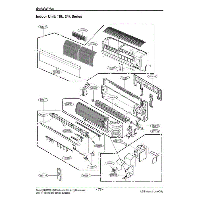 Section 1 Diagram and Parts List for LS180HE AWHAEUS LG Air Conditioner