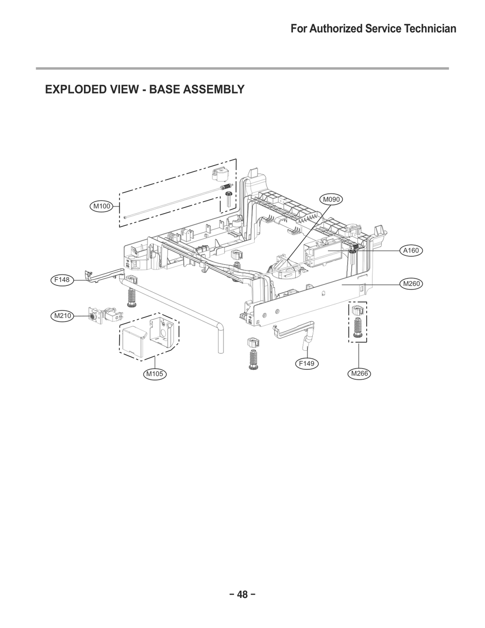 Base Assembly Diagram and Parts List for D1471DBK ABDESEU LG Dishwasher
