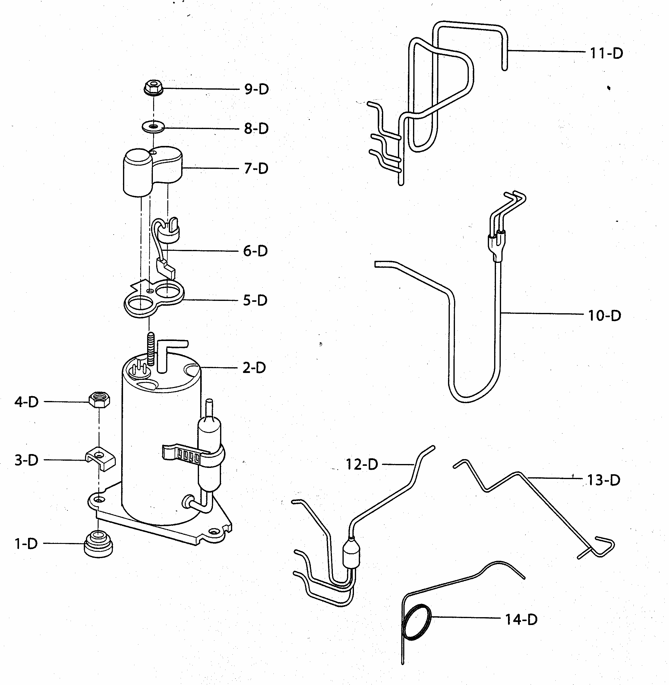Compressor Parts Diagram and Parts List for 58074100400  Kenmore Air Conditioner