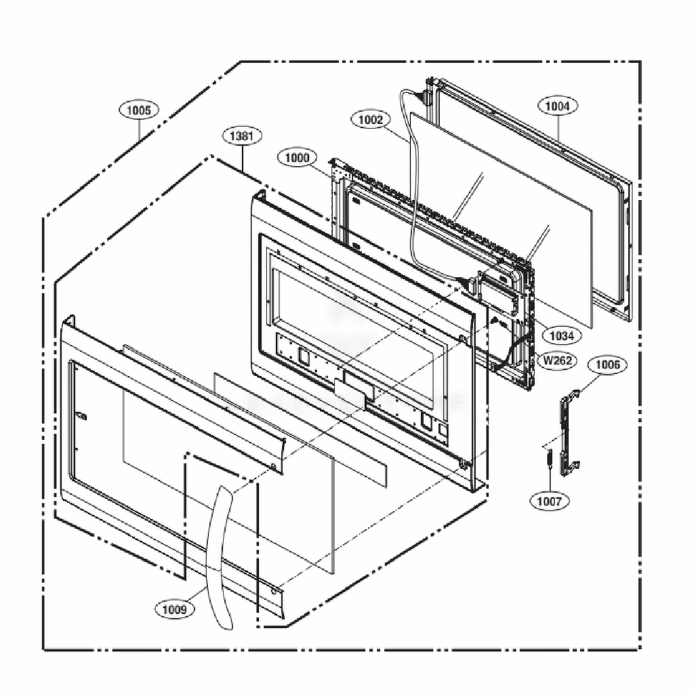 Door Parts Diagram and Parts List for LMHM2237BD CBDELGA LG Microwave