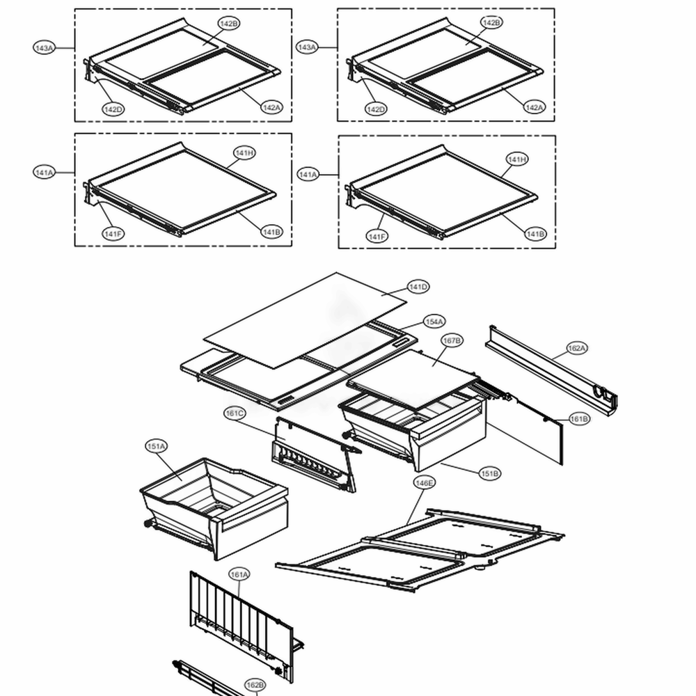 Refrigerator Parts Diagram and Parts List for 72482 ASWCSE1 LG Refrigerator