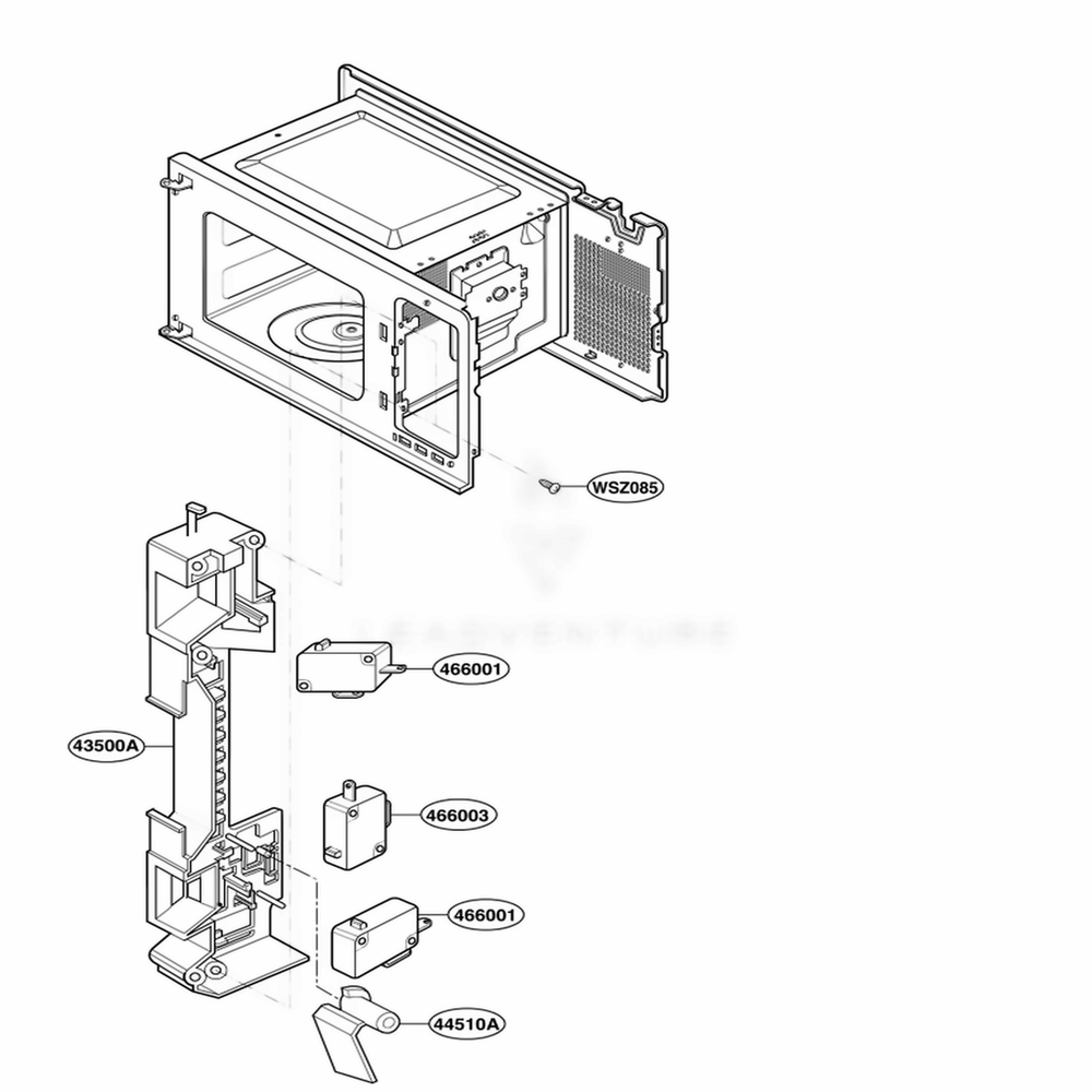 Latch Board Parts Diagram and Parts List for 87310 CWHESEC LG Range
