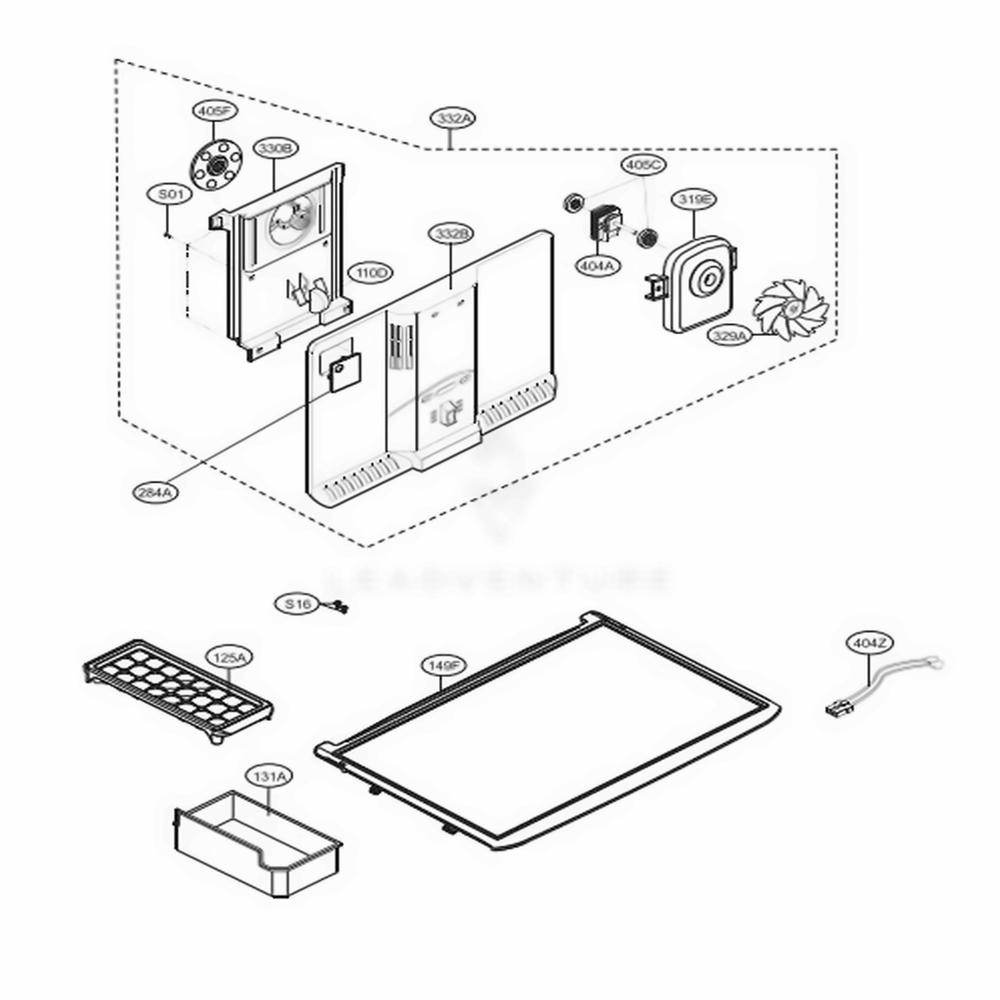 Freezer Parts Diagram and Parts List for 68039 AWBCSE3 LG Refrigerator