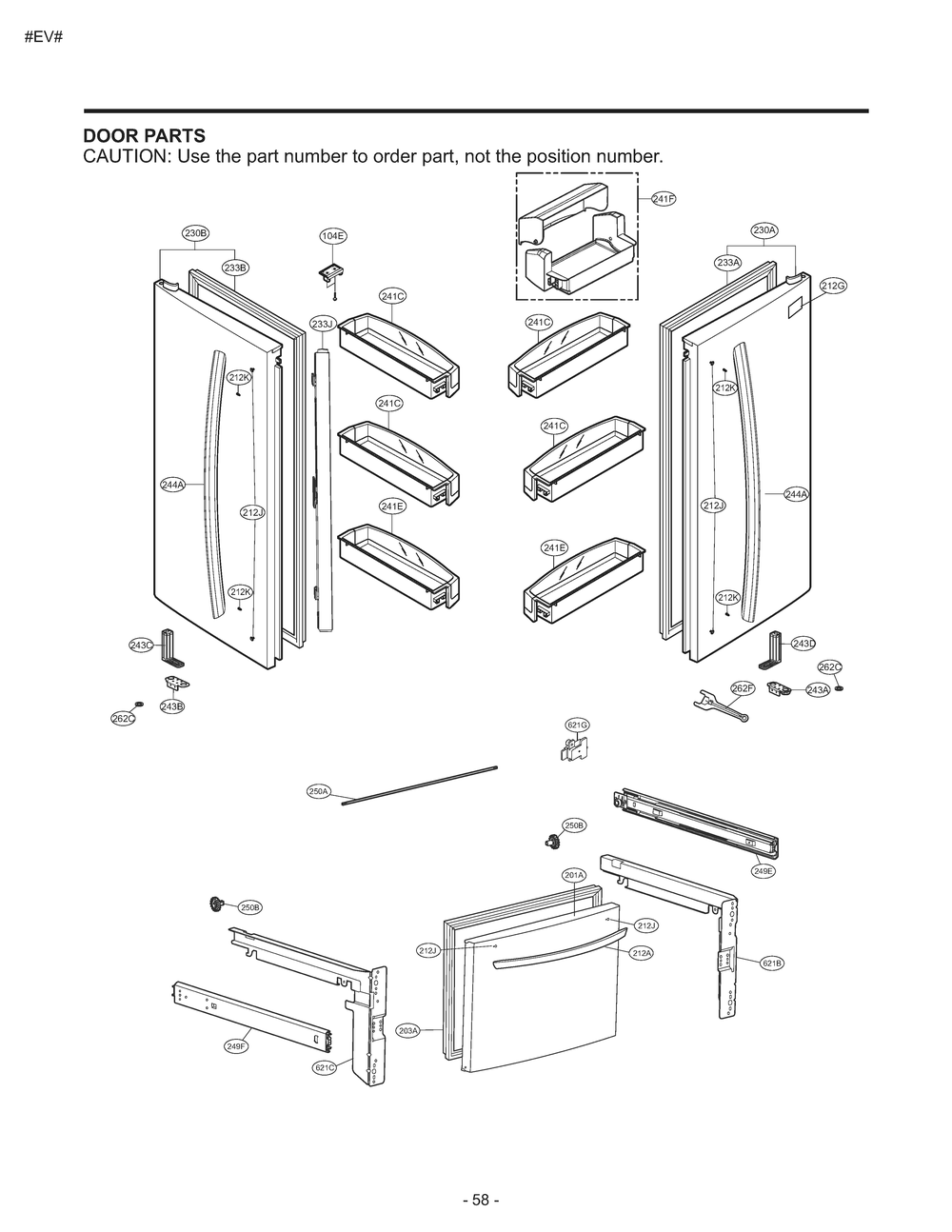 Door Parts Diagram and Parts List for GM-B268NSNP ASTCNA0 LG Refrigerator
