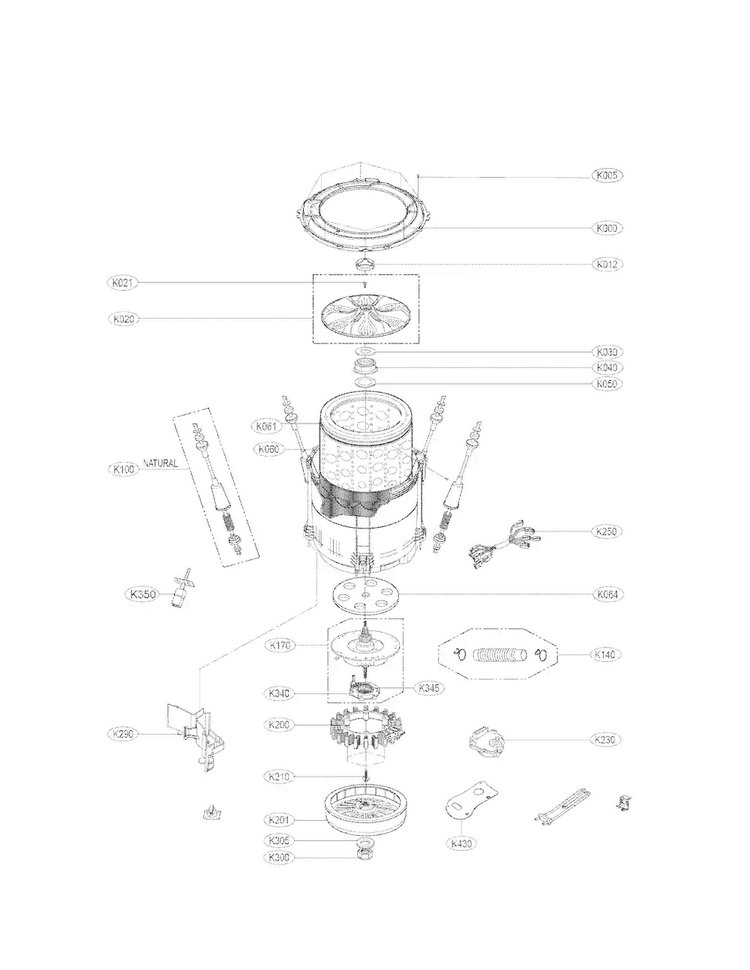 Tub Assembly Parts Diagram and Parts List for WT1201CV  LG Washer
