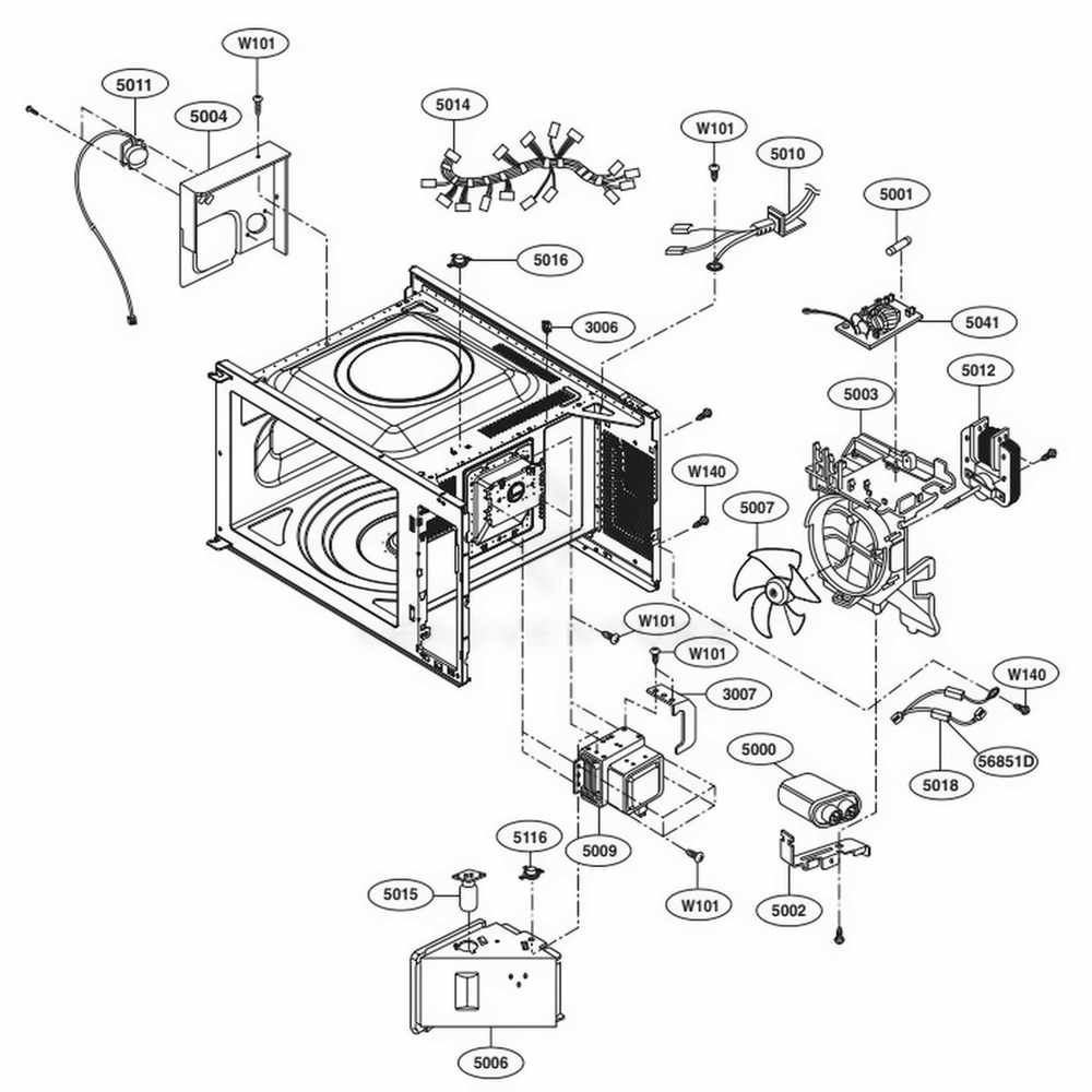Interior Parts Diagram and Parts List for LCS1413SB CBKELGA LG Wall Oven