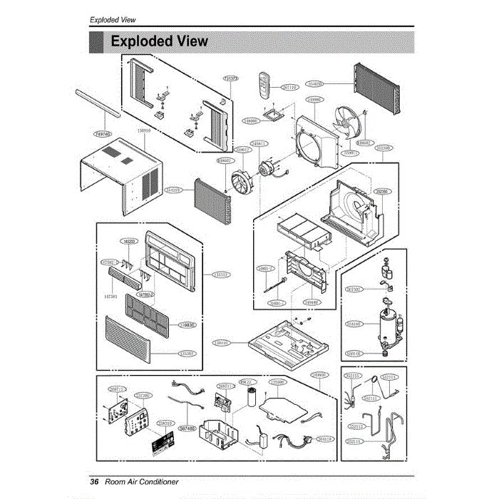 Section Diagram and Parts List for LWHD1000R AWYAHDP LG Air Conditioner