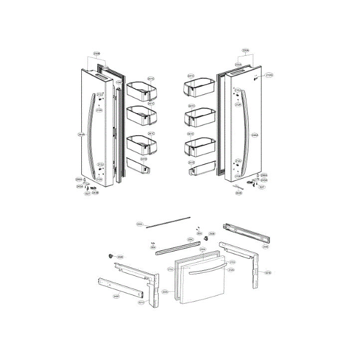 Door Diagram and Parts List for LFCS22520S 00 LG Refrigerator