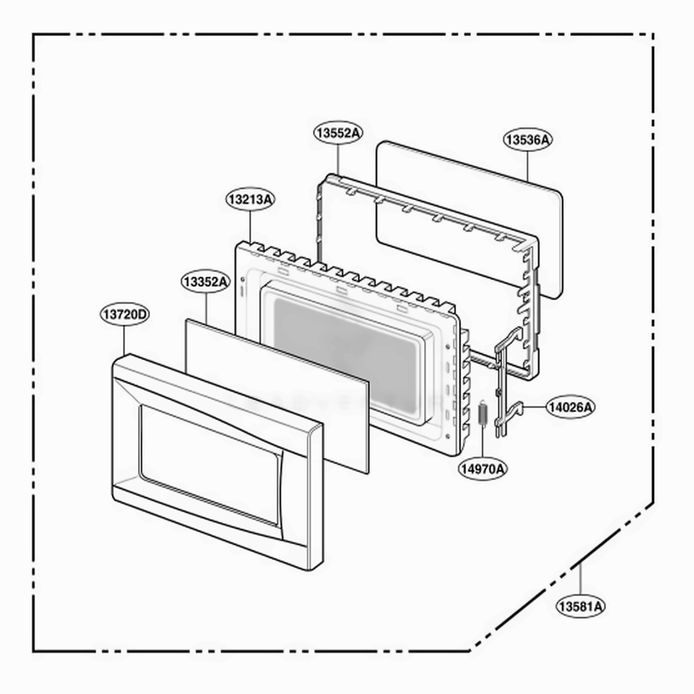 Door Parts Diagram and Parts List for GT4175SPQ CWHEWRP LG Wall Oven
