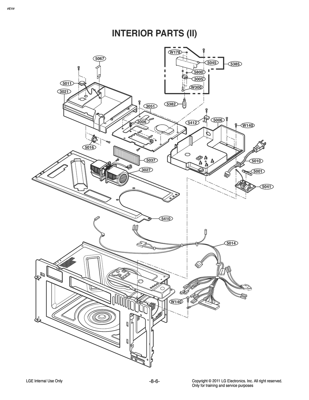 Interior Parts 2 Diagram and Parts List for MQ1724FSDL CFSESTD LG Microwave