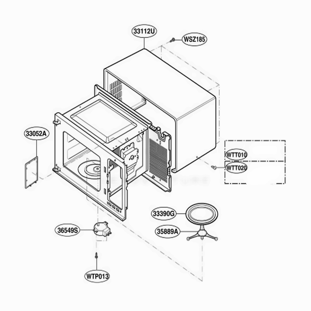 Oven Cavity Parts Diagram and Parts List for MA1020B CBKEGSE LG Wall Oven
