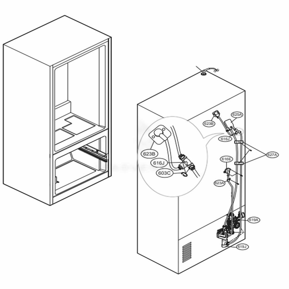 Valve And Water Tube Parts Diagram and Parts List for LFXS26596D ASBCNA2 LG Refrigerator
