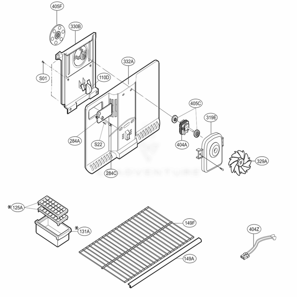 Freezer Parts Diagram and Parts List for 69979 AWBCSER LG Refrigerator