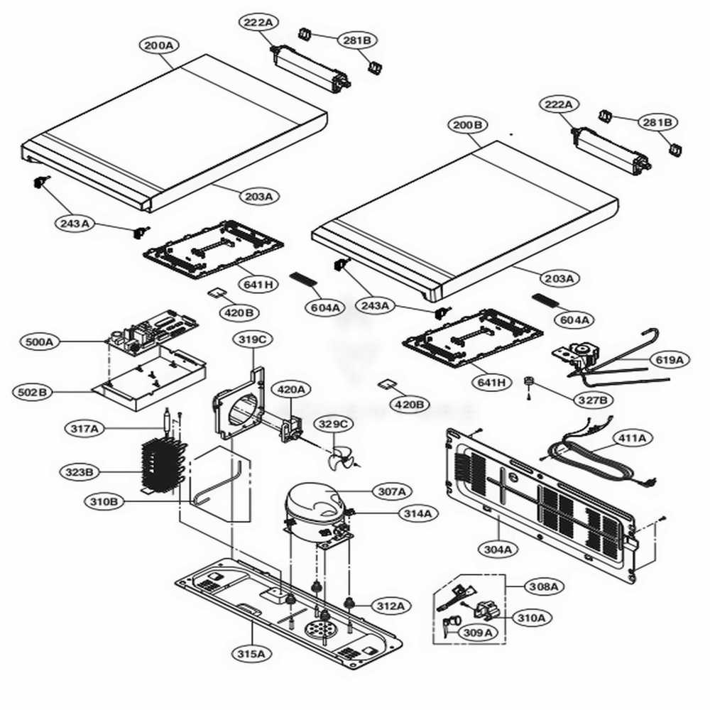 Main 1 Diagram and Parts List for LKIM08121V ANSCNA0 LG Refrigerator