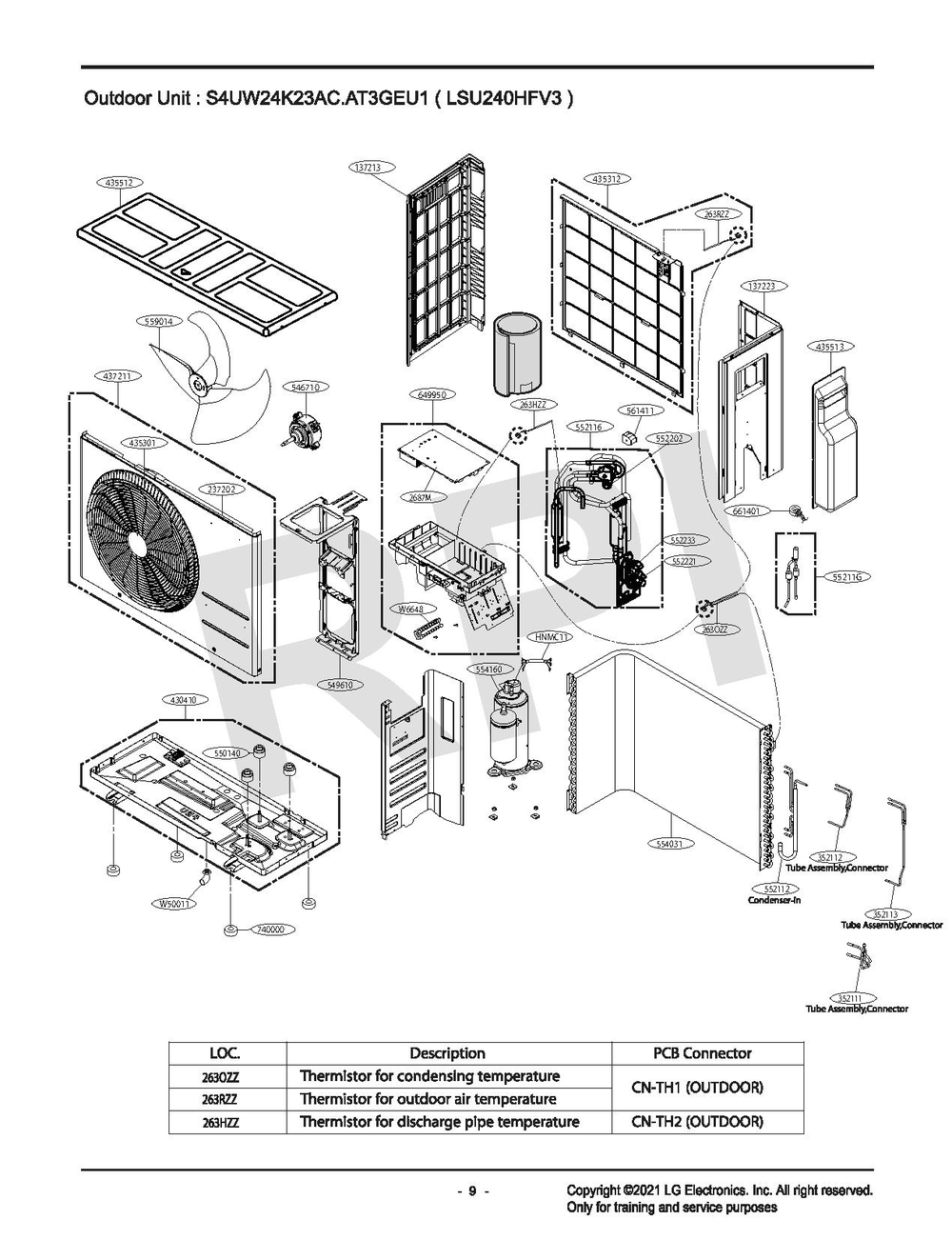 Diagram Diagram and Parts List for LSU240HFV3  LG Air Conditioner