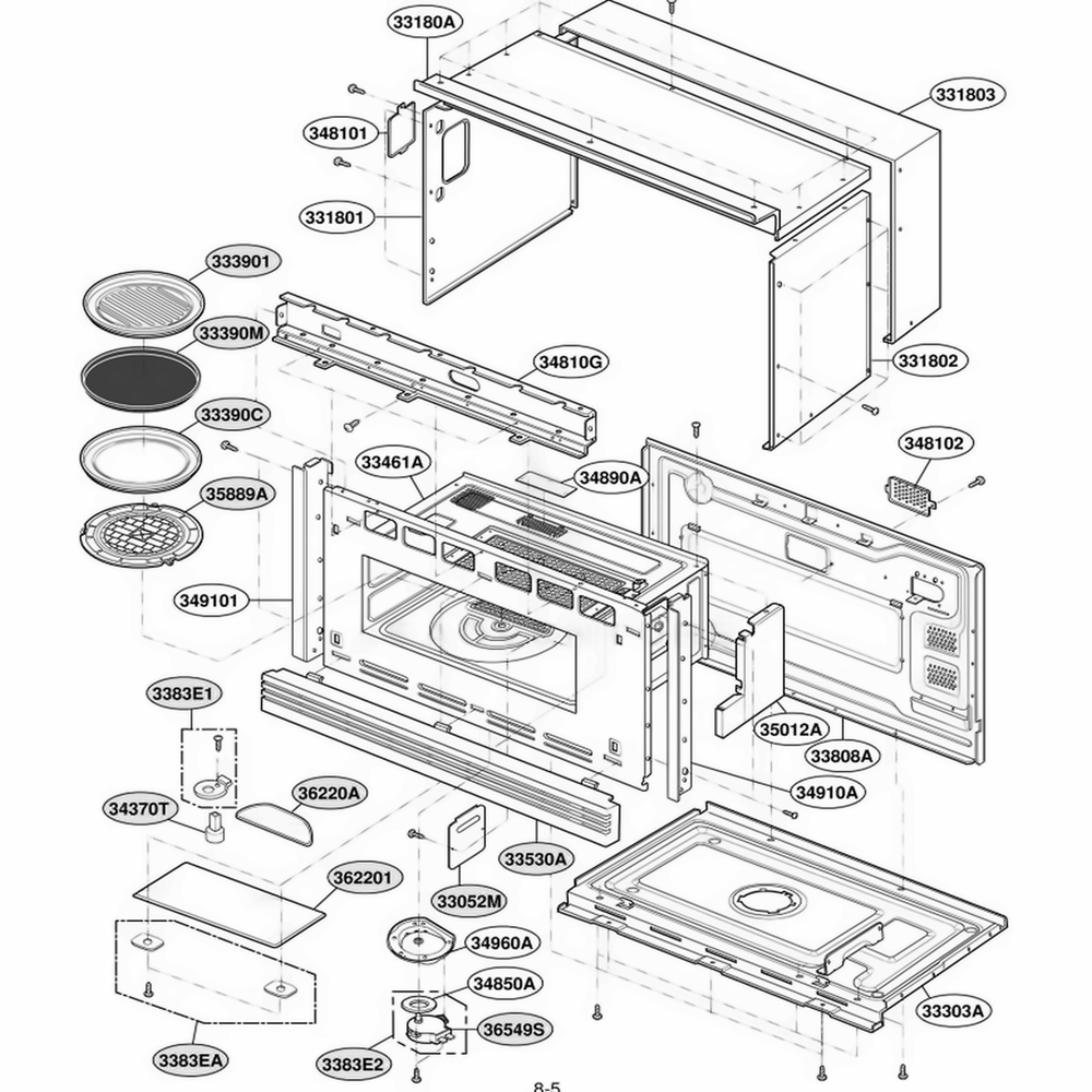 Oven Cavity Parts Diagram and Parts List for SCB2000CWW AWHLGEU LG Range