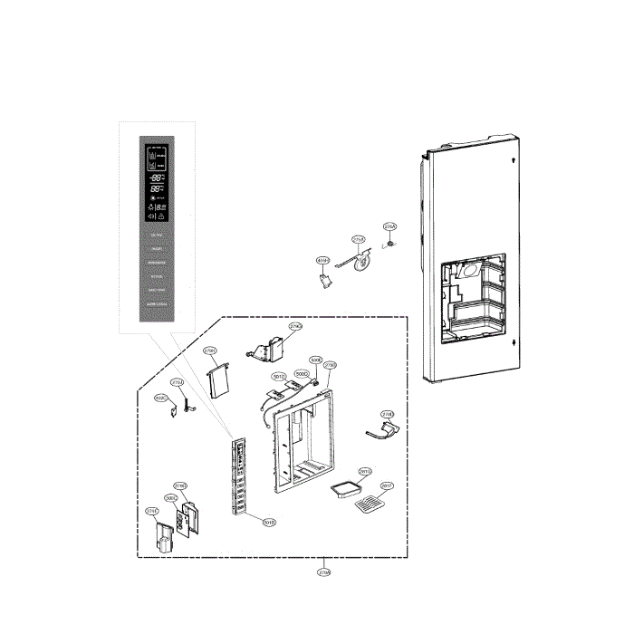 Dispenser Diagram and Parts List for LFX23961ST 00 LG Refrigerator