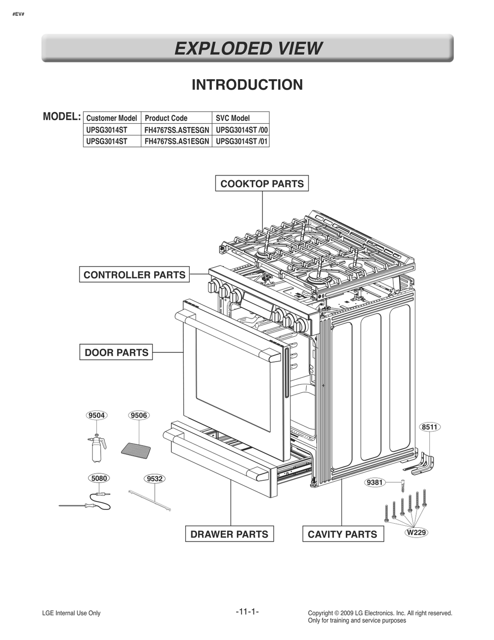 Introduction Diagram and Parts List for FH4767SS ASTESGN LG Range