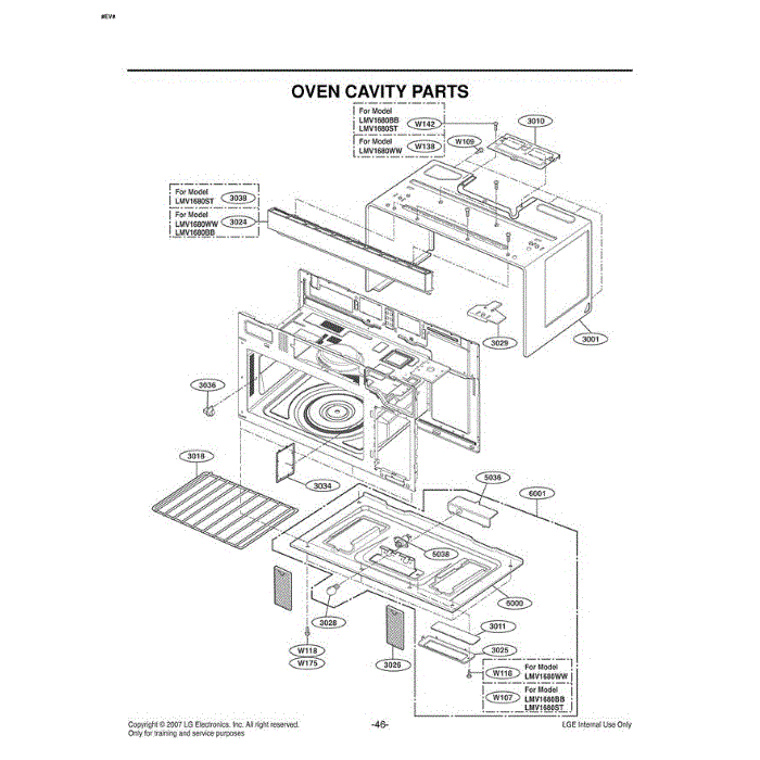 Section 3 Diagram and Parts List for LMV1680ST CSBELGA LG Microwave Oven Combo