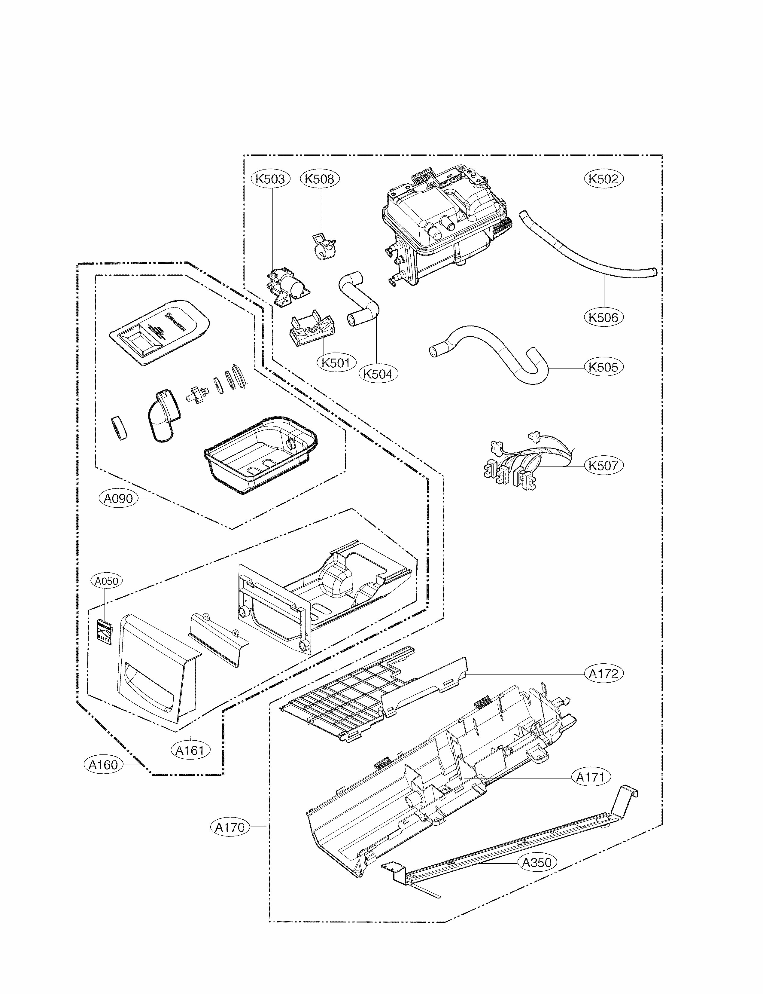 Panel Drawer Assembly Parts Diagram and Parts List for 79681383410  Kenmore Dryer