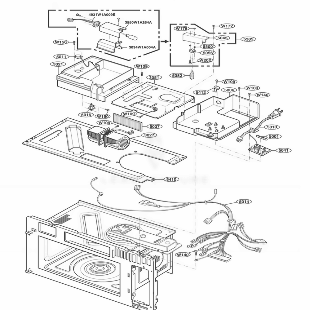Interior Parts 2 Diagram and Parts List for 80822 AW1ESEA LG Wall Oven