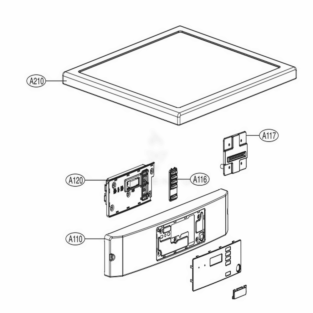 Control Panel And Plate Assembly Diagram and Parts List for GDP1329CGD2 ASSEELC LG Dryer