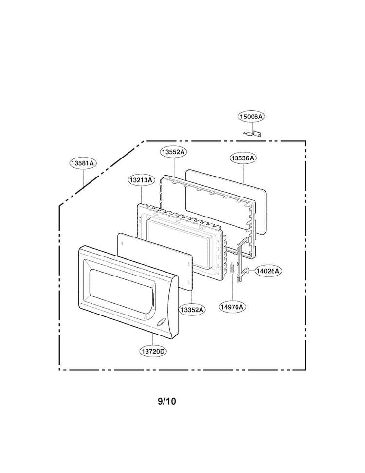 Door Parts Diagram and Parts List for MA-1011W  LG Microwave