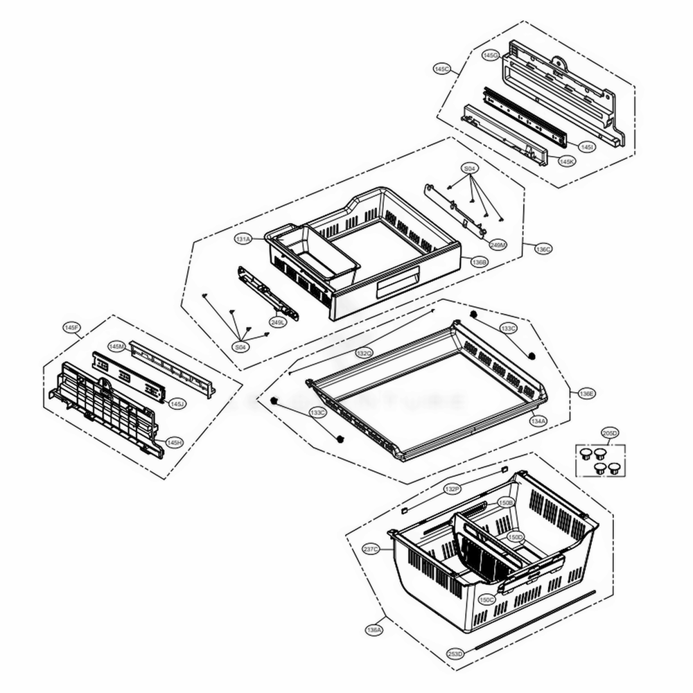 Freezer Parts Diagram and Parts List for LFXS32766S ASTCNA1 LG Refrigerator