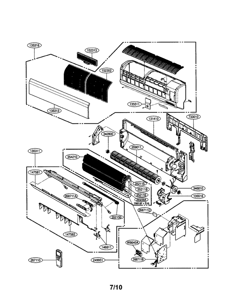 Room A/c Diagram and Parts List for LSN180CE  LG Air Conditioner