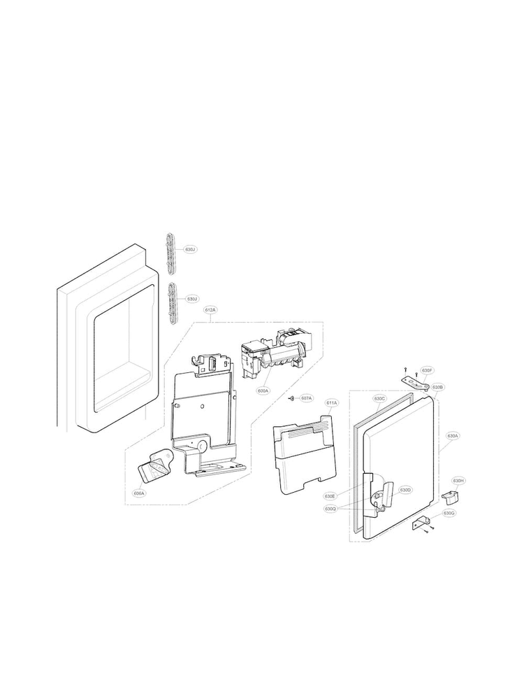 Ice Maker Parts Diagram and Parts List for LFX28968ST 02 LG Refrigerator