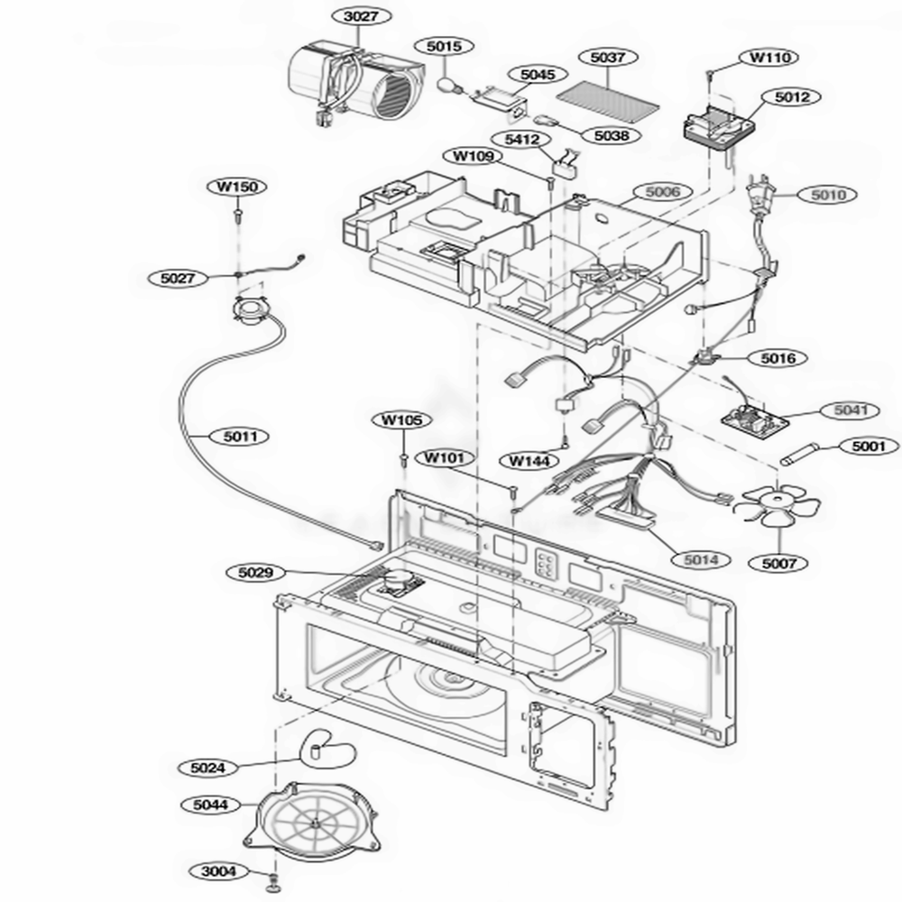 Interior Parts 3 Diagram and Parts List for MMV5165AAB ABKEMTG LG Wall Oven