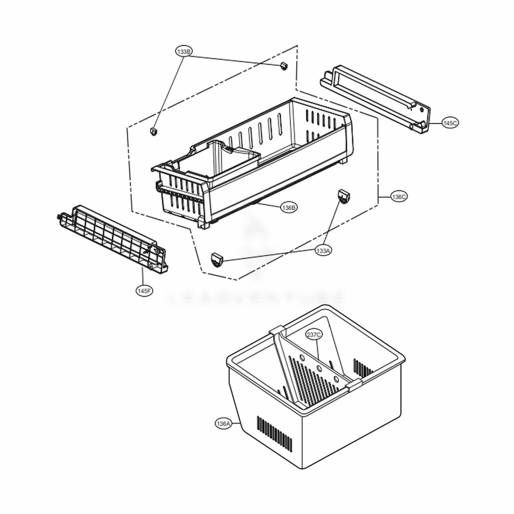 Freezer Parts Diagram and Parts List for LFX25973ST ASTCNA4 LG Refrigerator