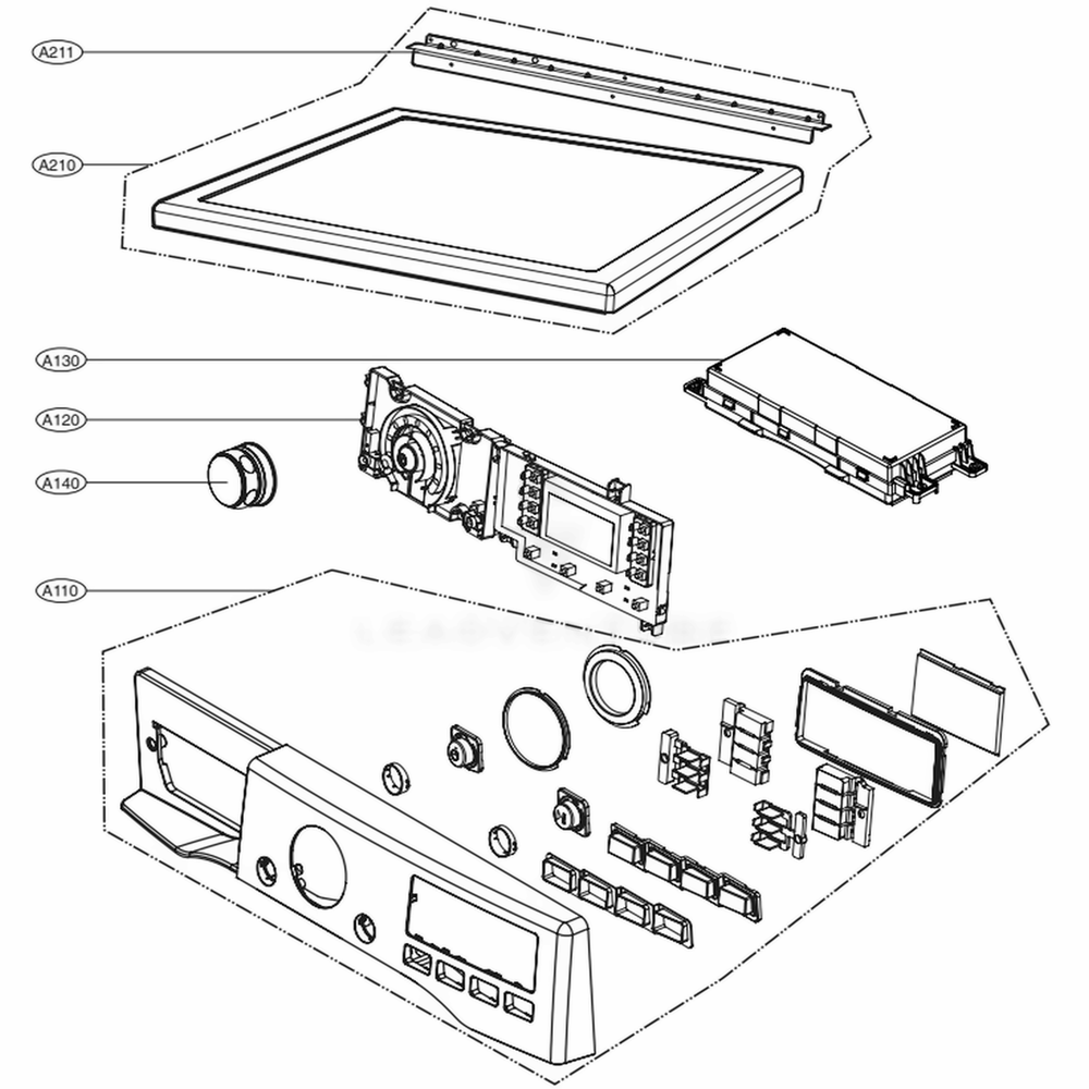 Control Panel And Plate Assembly Diagram and Parts List for DLGX3571V ASSEEUS LG Dryer