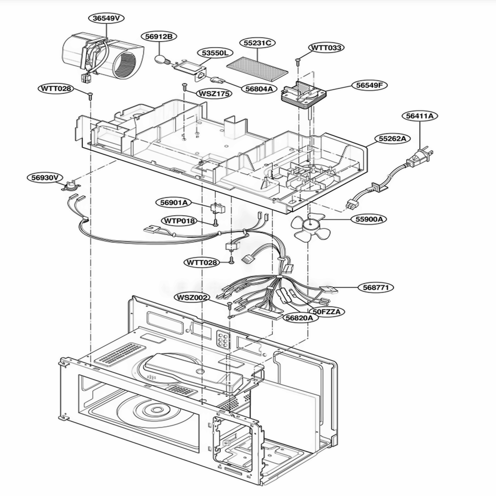 Interior Parts 2 Diagram and Parts List for MH6150XHB1 B1EWRP LG Range