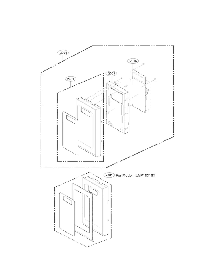 Controller Parts Diagram and Parts List for LMV1831SB  LG Microwave