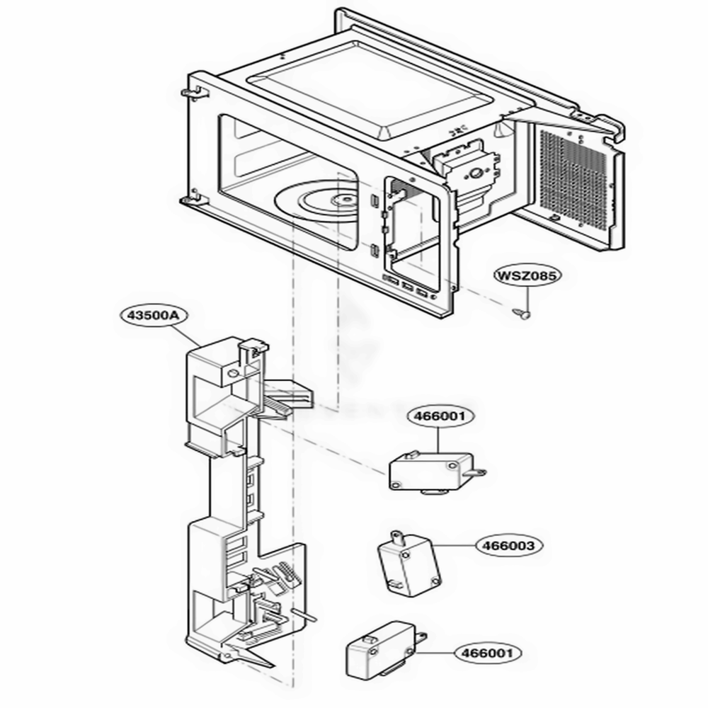 Latch Board Parts Diagram and Parts List for GT4175SPQ CWHEWRP LG Wall Oven