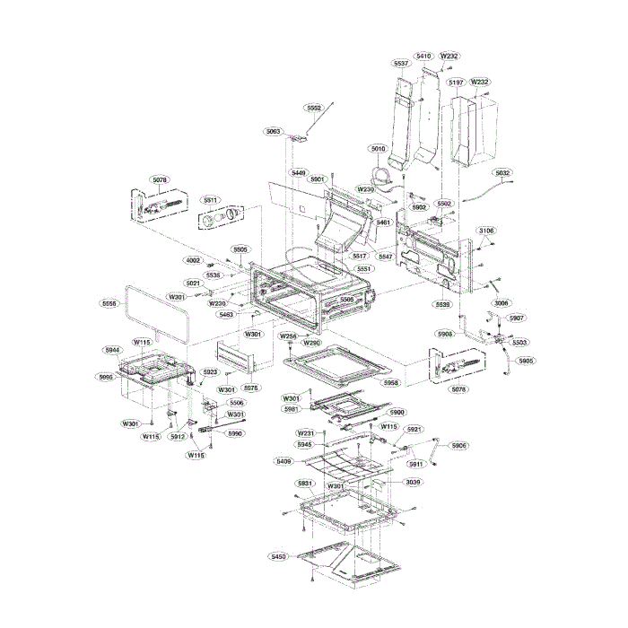 Upper Cavity Diagram and Parts List for LDG3037ST 00 LG Range