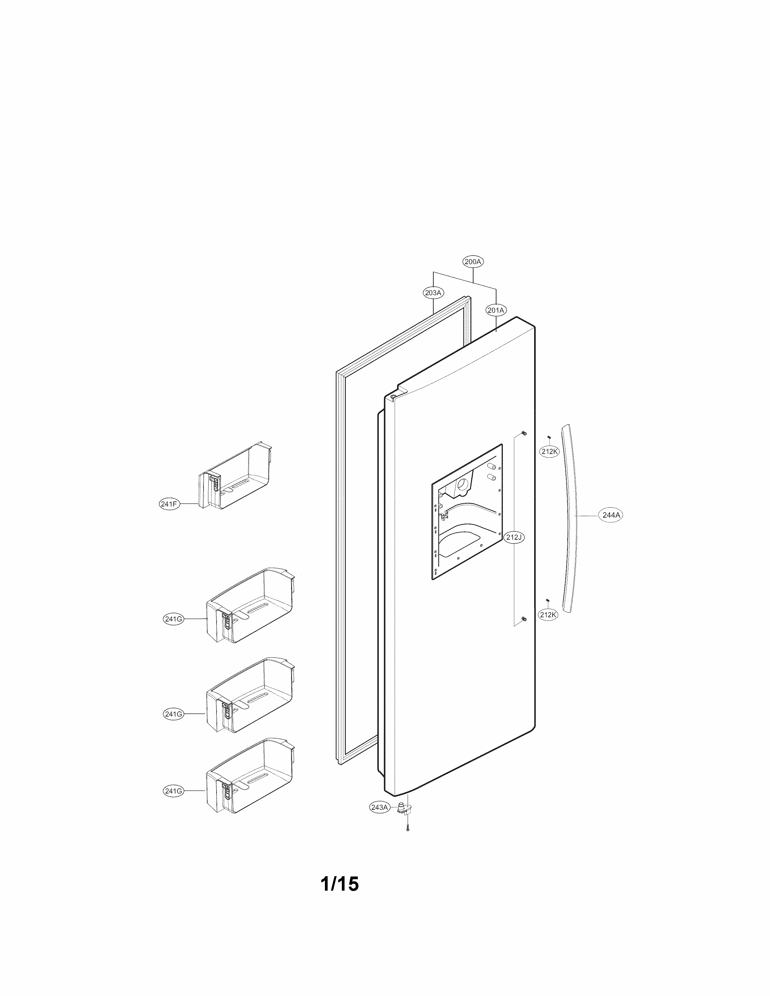 Freezer Door Parts Diagram and Parts List for 79551819410  Kenmore Refrigerator